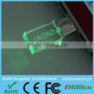 Hot selling usb flash drive led light with custom laser engraving logo and optional capacity 2G, 4G, 8G, 16G, 32G