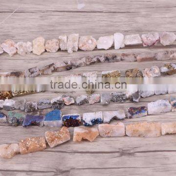 Full Strand Titanium AB Druzy Agate Beads, Drusy Agate Quartz Connector Beads For Jewelry Making