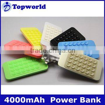 Fashion Design Factory OEM Dual Output 4000mAh Sucker Power Bank Charger For Mobile Phone