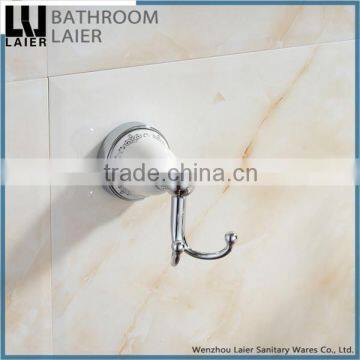 Simple Printing Lines Zinc Alloy Chrome Finishing Bathroom Accessories Wall Mounted Double Robe Hook photo-4