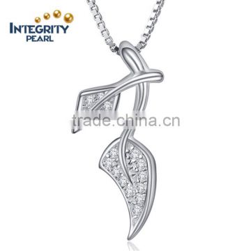 100% Solid 925 Sterling Silver Cubic Zirconia Pendant nice leaf shape for Women Necklace Fine Jewelry