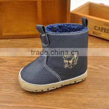 2016 Hot Selling New Design Add Plush Warm Baby Winter Leather Boots Shoes in Bulk