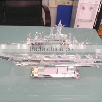 Handmade Aircraft Carrier Crystal Warship Model For Retired Soldier Souvenirs