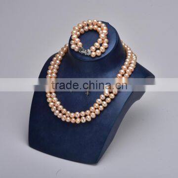 2016 European Style pearl jewelry set wedding 2 Rows With Earrings