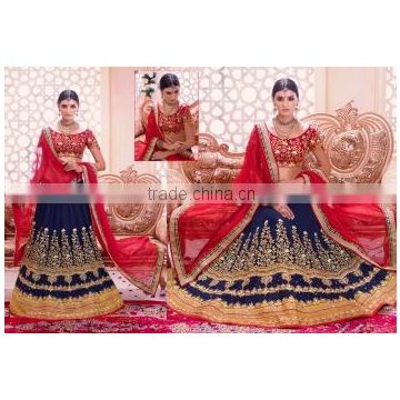 Imperial Navy Blue Embroidered Work Georgette A Line Lehenga Choli/buy designer lehengas online