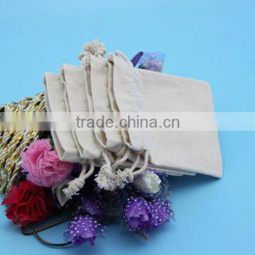 Wholesale Drawstring Type Loofo Printed Thick Cotton Fabric Canvas Jewelry Bags