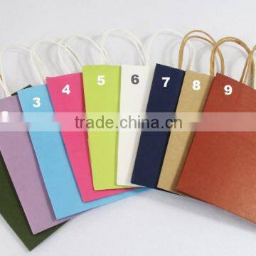Eco-frendly Different Colors Kraft Paper Bags/Custom Cheap Shopping Gift Bag
