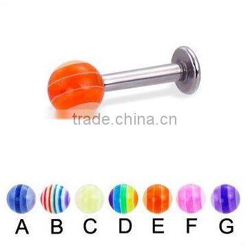 Labret with flame ball lip ring stud body piercing jewelry