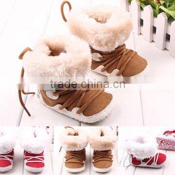 Coralon leather toddler shoe baby shoe prewalker with fuzzy ball baby shoes boots