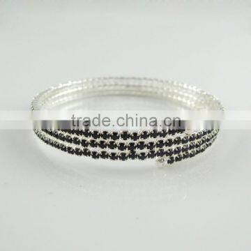 3 ROW SPRING COIL ADJUSTABLE BRACELET B32090-JET