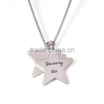 Stainless Steel Polishing Engravable Pentagram Pendant for Couple