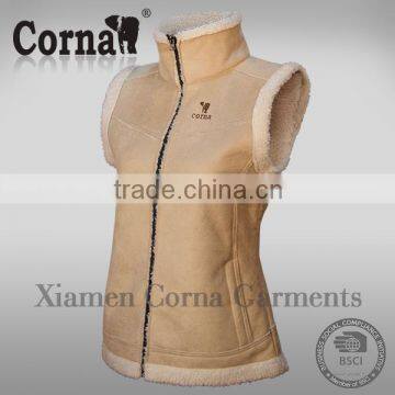 High quality warm windproof womens fashion fleece waistcoats