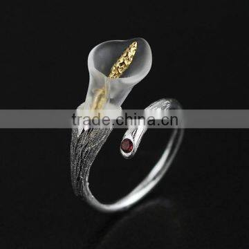 925 sterling silver piezoelectric crystal horse shoe louts ring adjustable ring jewelry supplise 6260557