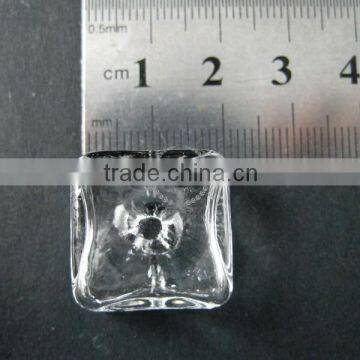 19mm transparent square shape glass dome cabochon with 3mm hole DIY jewelry supplies 3070065