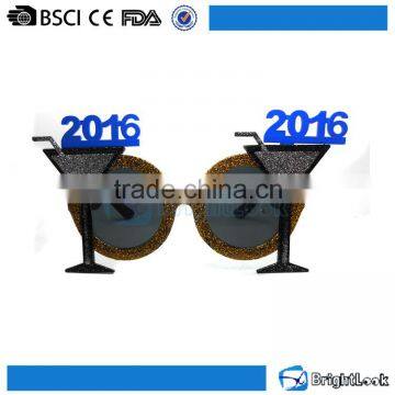 2016 Wine glass shape round frame plastic promo high fashion novelty funny holiday party glasses frames