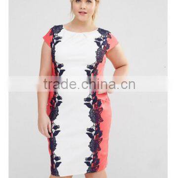 Lace Floral applique plus size dress, bodycon pencil dress 2016