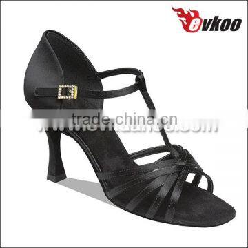 Suede leather sole T strip satin open toe latin shoes ballroom dance shoes closed toe