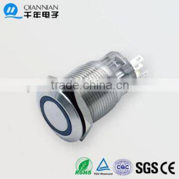 QN19-S1 19mm Ring Type Momentary|Latching Flat Head Pin terminal Waterproof metal push button switch