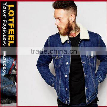 Fashion Mens lamb wool Warm Liner Denim Jean Jacket Coat Biker Motorcycle Parka(LOTJ002)