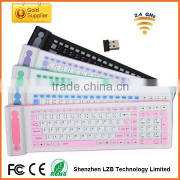 Rechargeable 2.4G wireless Silicone Keyboard,portable roll-up keyboard