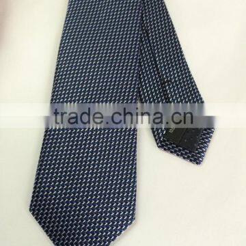 Men's white\navy\blue 100% silk tie with small strip design