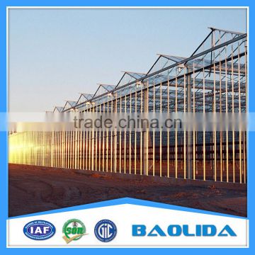 Galvanized steel structure glass cover greenhouse used commercial greenhouses