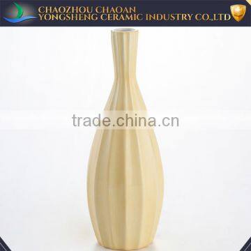 Yellow embossed stoneware table flower vase YSv0042-01
