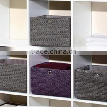 Store More Decorative PP Woven Strap Storage Bins with Metal Eyelet