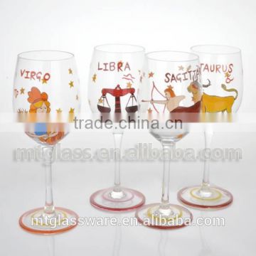 Set of 4 pcs 2015 New design christmas painted wine glass gift packing