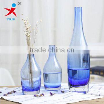 Sitting room glass vase/transparent blue european-style crystal bottle/creative flower arranging hydroponic household act the ro