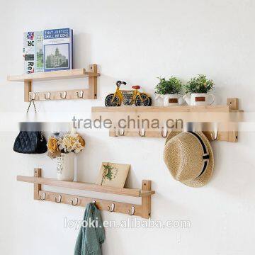 entryway wall shelf with Metal Hooks Eco-friendly bamboo coat rack