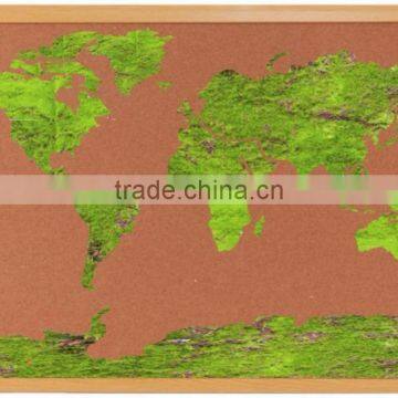 Cork board with 3D greensward surface world map