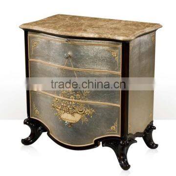 Royal Elegant English Style Victorian Silver Floral Painted Solid Wood Crown Bed With Matching Bedroom Items BF12-05244a photo-3