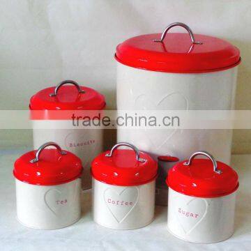 Embossed logo 5pcs tea coffee sugar canisters bread bin storage bin