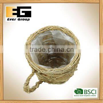 Flowerpot With Circular Natural Rattan Cup Shape/Garden Planter photo-2