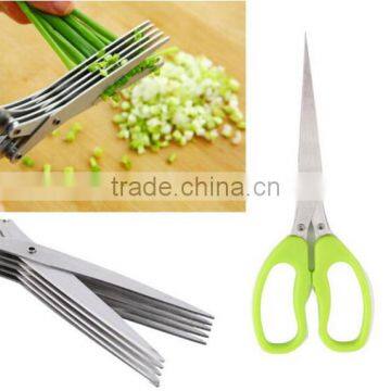 7.5"Professional Stainless Steel 5 Blades Kitchen Herb Scissors With Comb