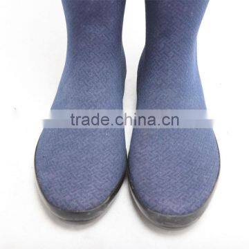 Knee High Fabric Coating Rubber Rain Boots photo-3