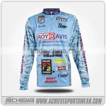 100%polyester dry fit fishing shirts