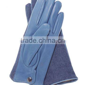 Blue Denim and leather gloves