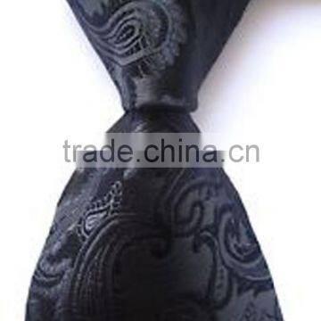 Black jacquard silk necktie, classic for party, ceremony, feast, banquet wear