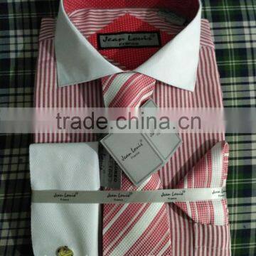 Stock USA Men Oxford Stripes Dress Shirt With Tie/Hankie/Cufflinks photo-3