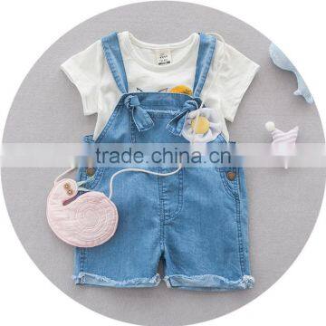 Wholesale Newborn Baby Girl Denim Jeans Burrs Overalls Shorts photo-5