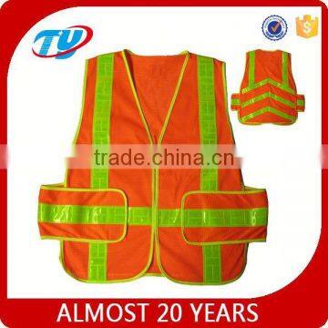 ce safety vest with 2 pcs pvc reflective strip on shoulder