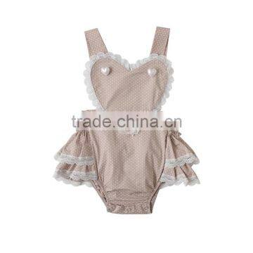 2017 New Style Baby Clothes Heart Polk Dots Romper Baby Bodysuit Wholesale Girls photo-3