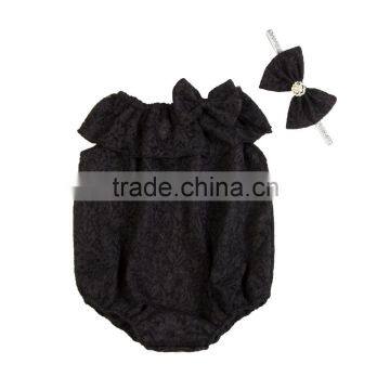 Wholesale Baby Lace Rompers Top Quality Baby Girl Lace Jumpsuit Birthday Outfit Boutique Newborn Baby Lace Clothes With Headband photo-6