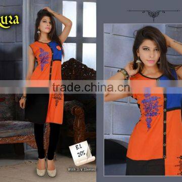 Fancy Designer Embroidery Pure cotton Kurtis