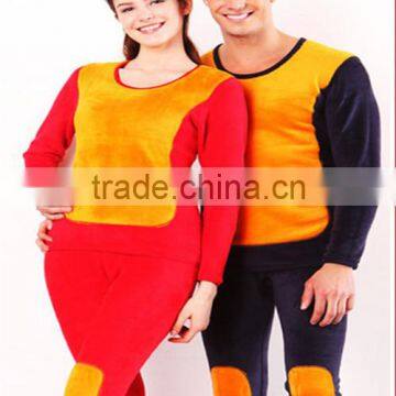 Custom Hot 2014 women men's thermal underwear thickening velet fleece warm body suit couples O-neck winter long johns top+pant s