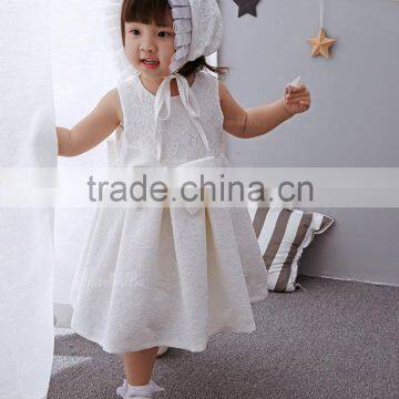 Baby Clothes Wholesale Hot Sale Chiffon Cheap 2017 Baby Clothing Children's Boutique Sleeveless Summer White Flower Girl Dress photo-4
