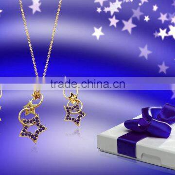 Gold Plated Pendant Set With Purple Amethyst photo-3