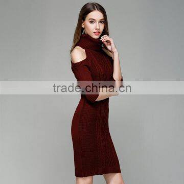 Zm50246b Europe Hot Sell Lady Sweater Dress Sexy off Shoulder Long Knitwear Women photo-3